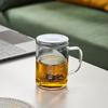 Lvchangming Glass Tea Cup with Thick Wooden Handle, Large Capacity Tea Infuser Mug for Office And Home Use with Filter, Transparent