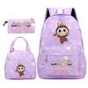 3Pcs/set Backpack for Girl School Teen Student Knapsack Women Rucksack with Lunch Bags Pencil Bag Fish Scale Style Bags