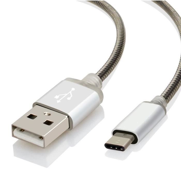 Câble USB Type C - Non spécifié - Lot de 2 - 1M - Argenté - Compatible avec plusieurs smartphones