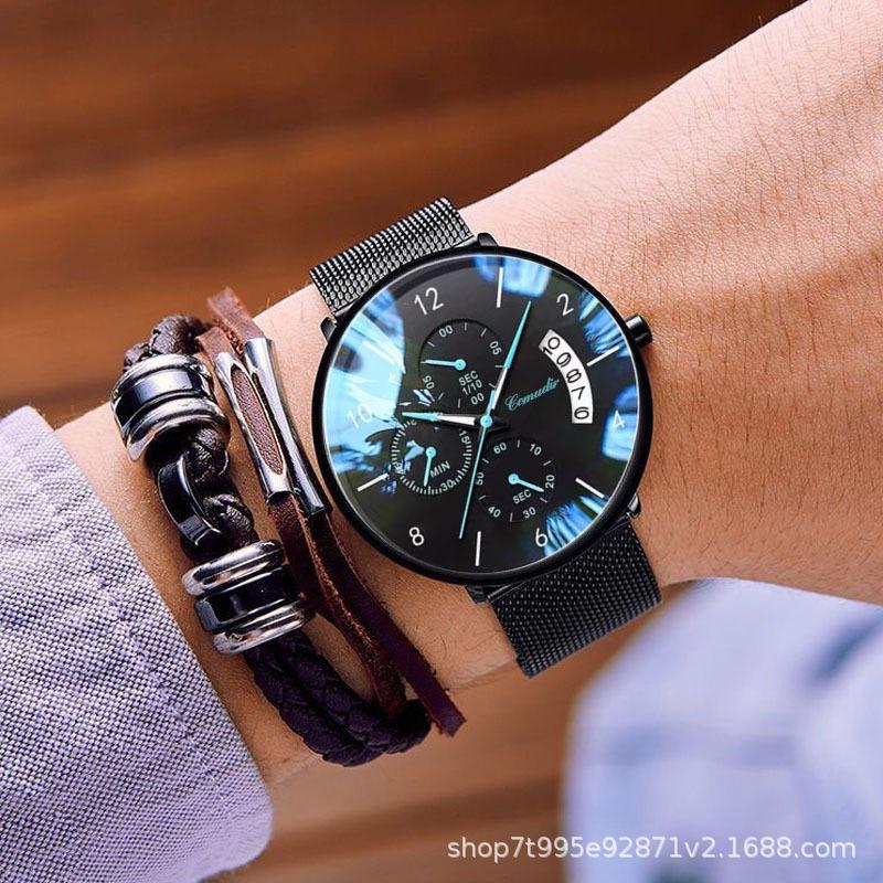 Orologio meccanico automatico ultra-sottile orologio da uomo versione coreana orologio al quarzo per studenti calendario luminoso impermeabile tendenza