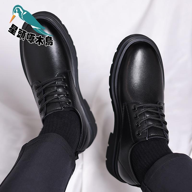 Genuine men's shoes, genuine leather cowhide shoes, new trendy British style high-end commercial leather shoes