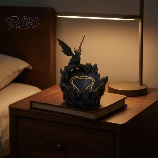 Decorative Key Bowl 3D Printed Fantasy Dragon Ring Tray, Gothic Coaster Dish for Keys Storage Tray Jewelry Coins, Desk Organizer Home Office,