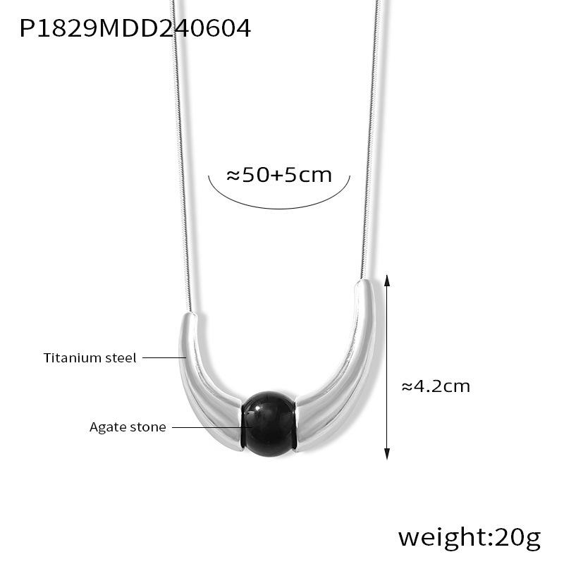 

Стильное женское колье-цепочка из нержавеющей стали с черным агатом – Модное, Не выцветающее, Роскошный дизайн