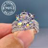 Classic Six-Prong Luxury Diamond Ring Set 925 Silver High-Quality Moissanite Elegant and Sexy
