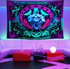 UV Reactive Mushroom Wall Hanging Tapestry Black Light Night Glowing Alien Skull Tapestries Astronaut Art For Bedroom Decor