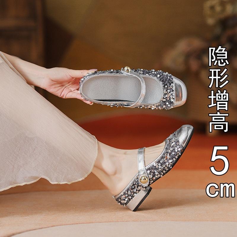 

Внутреннее увеличение высоты, сверкающая сумка с пайетками, сандалии с головкой, полушлепанцы, женская верхняя одежда 39