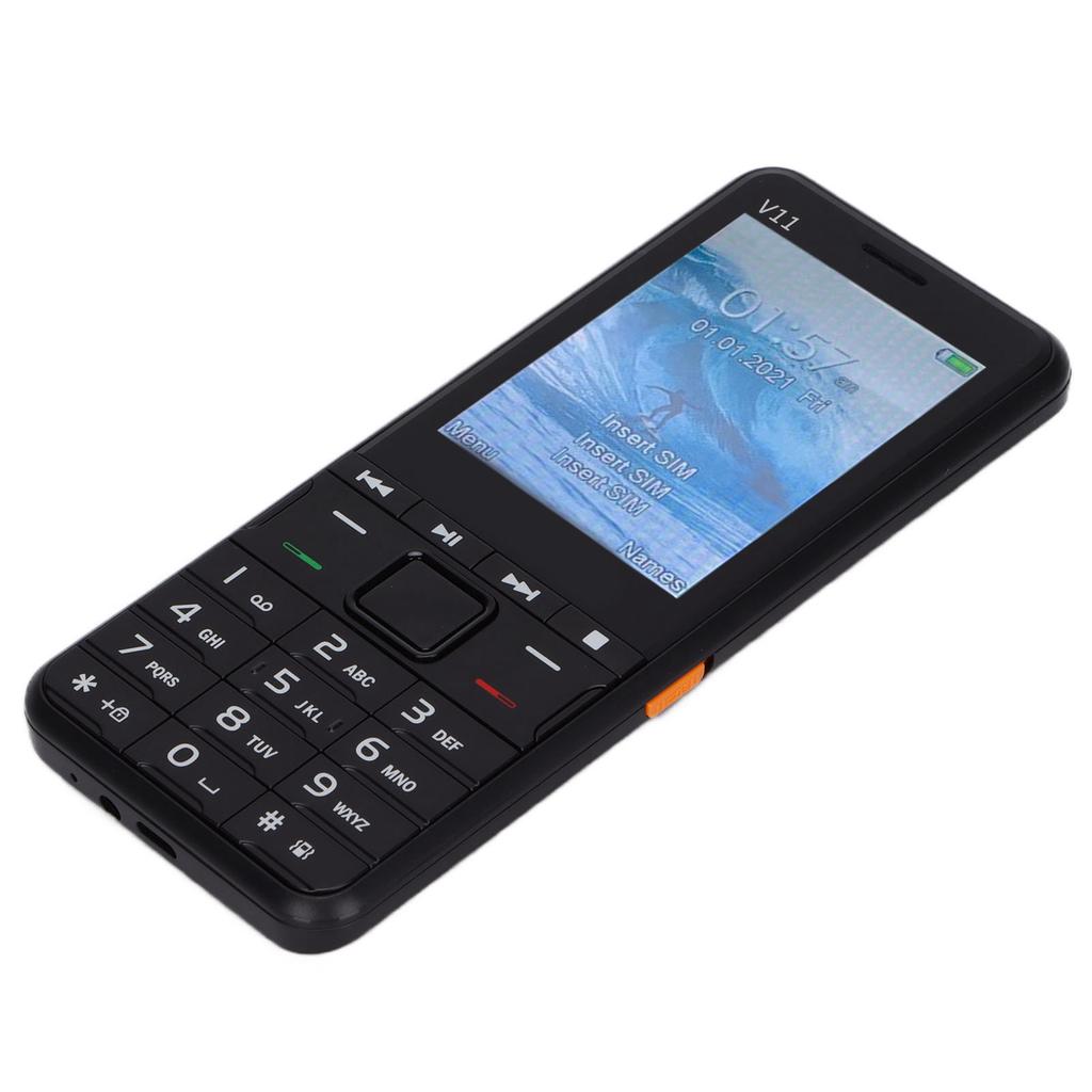 V11 Push Button 2,8 Zoll Bildschirm 32MB + 32MB 2G GSM 3 SIM Karten 3 Standby Telefon (Schwarz )