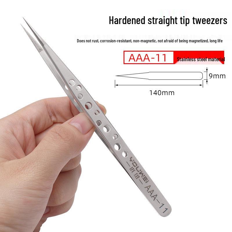 Titanium Alloy Tweezers with Anti-Flywire, Extra Sharp Bent & Straight Tips for Fingerprint Mobile Phone Repair