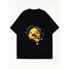 T-Shirt mit Rundhalsausschnitt Weiß Ente bricht durch Wand Aufdruck Freizeitkleidung für Frauen und Mädchen Sommer-Outfit Streetwear Mode Oberteil