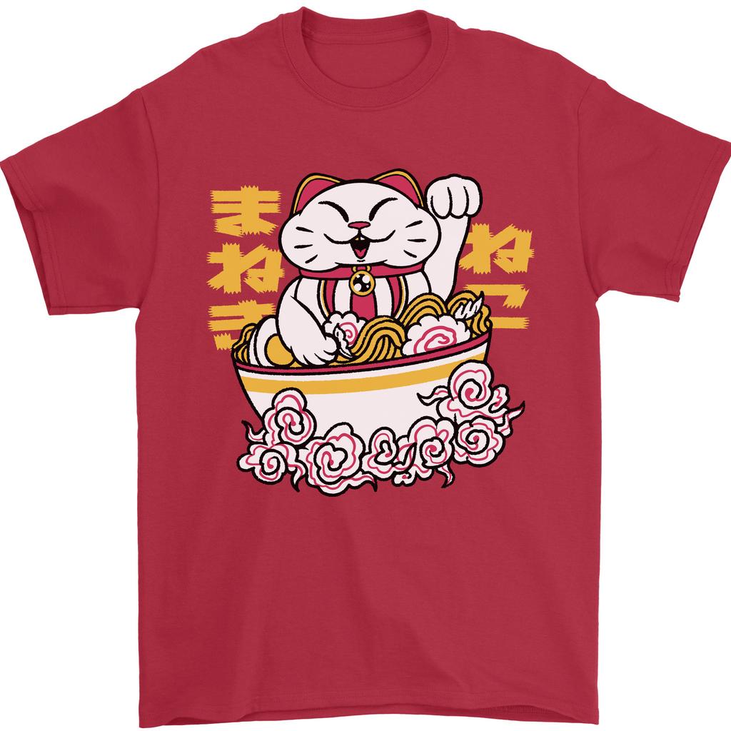Ramen Lucky Cat Mens T-Shirt 100% Cotton
