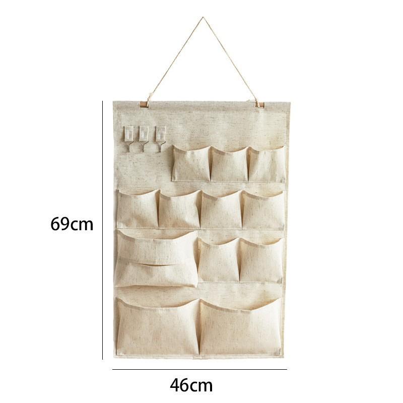 7/12pc Multi-Pocket Hanging Bedroom Dorm Room Cloth Pouch with Cell Phone Pocket Wall-Mounted Fabric Storage Organizer for Door