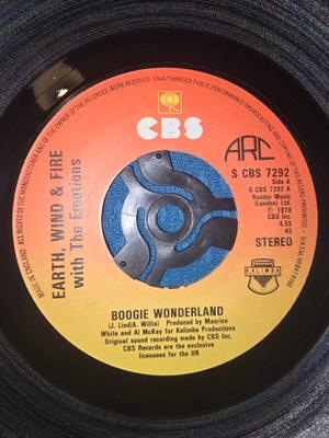 7inch Record EARTH WIND  FIRE  Boogie Wonderland  SCBS7292 CBS  UK SoulFunk Used