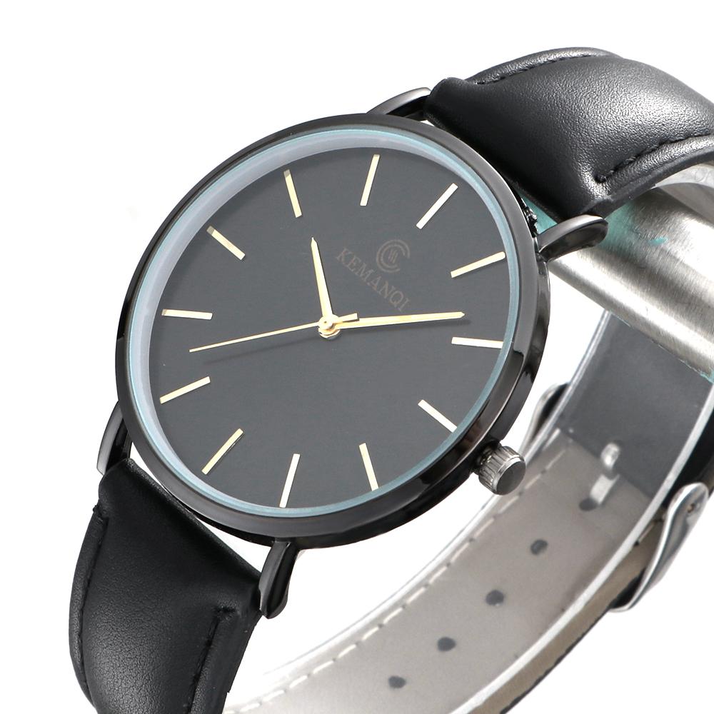 New Fashion Business Simple Men Watch Genuine Leather Strap 6.5mm Ultra Thin Quartz Wrist Watch