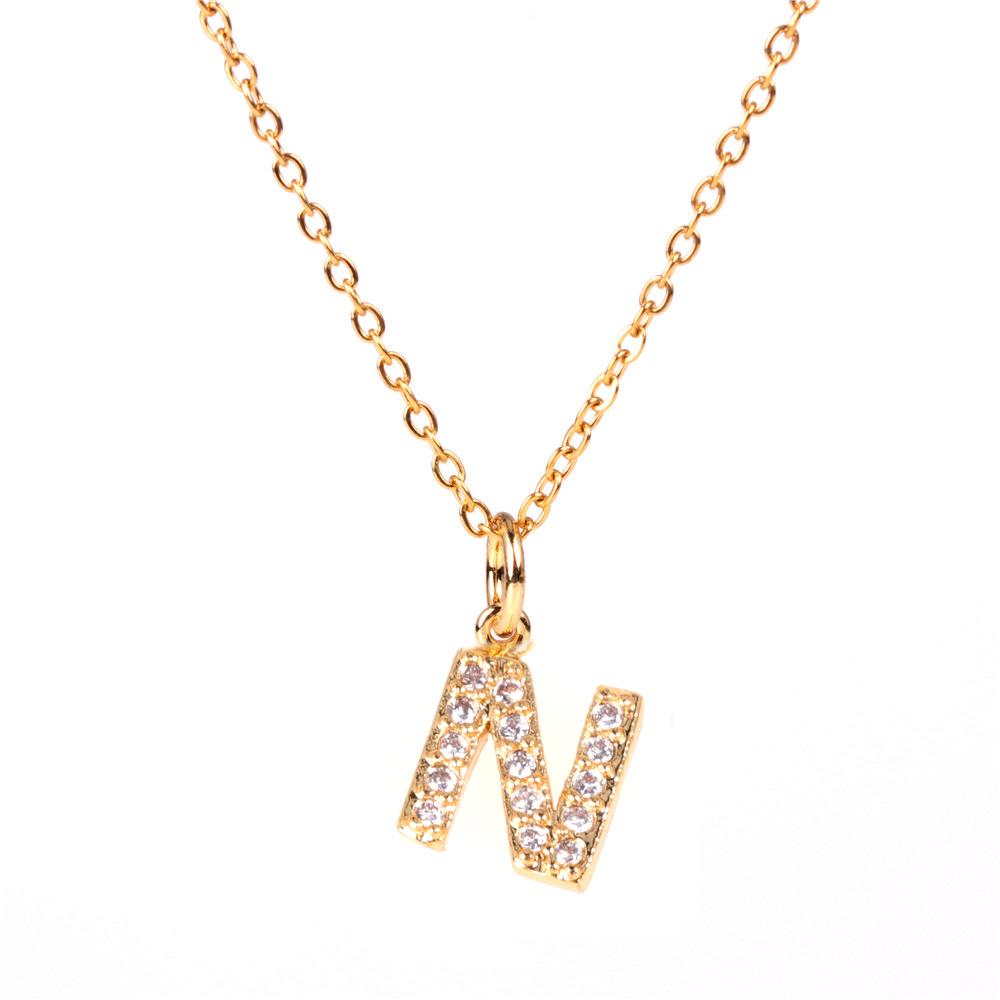 New Diamond Clavicle Necklace with 26 Alphabet Pendants - Stylish European and American Jewelry
