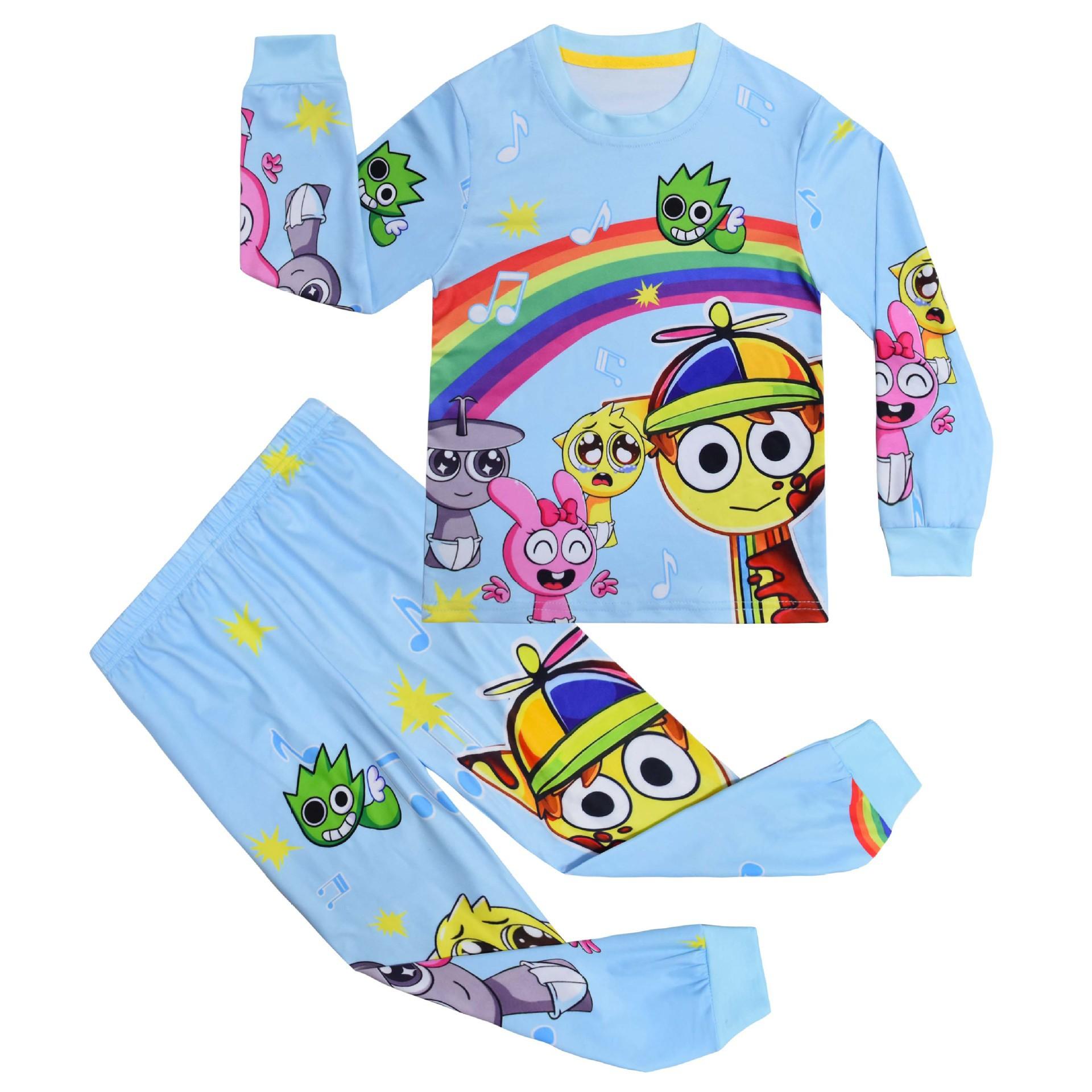 Long Sleeve Set Rhythm Box Sprunki Middle And Older Children S Loungewear Long Sleeve + Pants Set 81040 110
