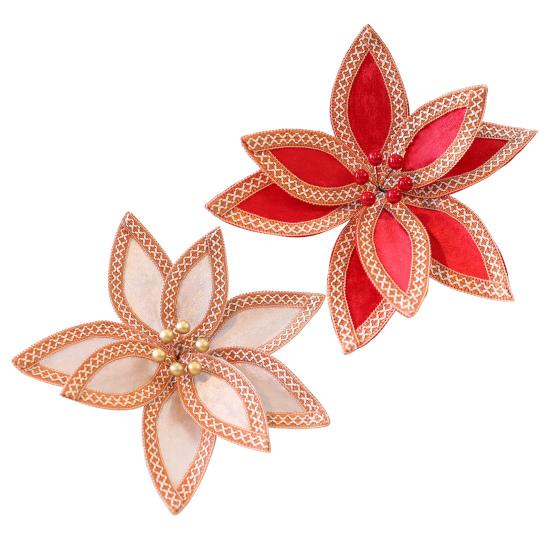 Umělé vánoční květiny Sametové květiny Ozdoby na vánoční stromek Slavnostní sváteční domácí aranžmá