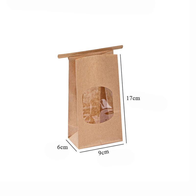 

10Pcs Bakery Bags, Window Sealing Kraft Paper Bags for Cookie Sandwich Bread Snack Foods -Takeout Bags, Party Wedding Supplies 10pcs