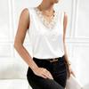 Big Size Lace Base Tank Top - Summer Women's Loose V-neck Sleeveless Top