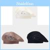 Artful Vintage Beret For Women Featuring Knitted Texture And Sparkling Flower Embellishments