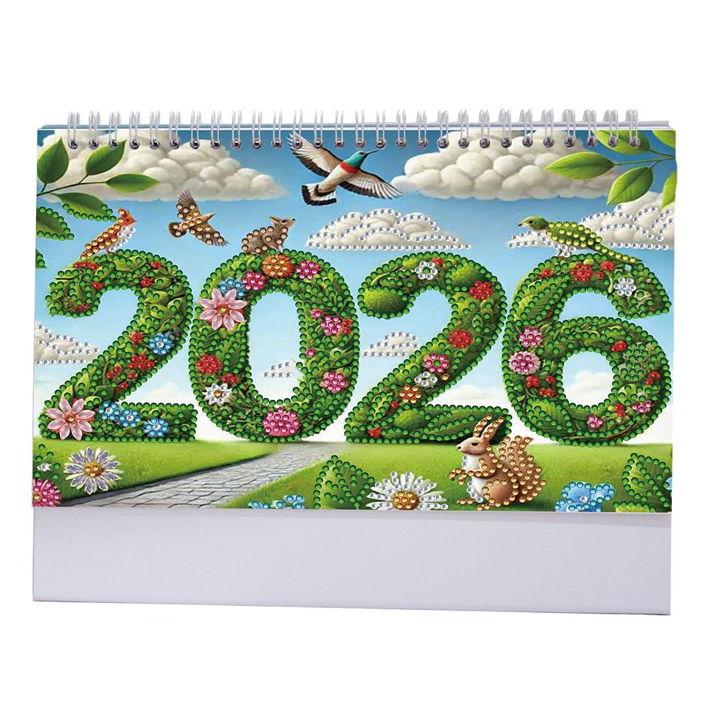 2026 Calendar Diamond Painting Calendar Set with Irregular Shaped Diamonds for Living Room Bedroom Office Desk Gift Giving
