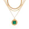 Exaggerated Jewelry K Gold-plated Emerald Multi-layer Necklace Niche Personalized Alloy Pendant Female