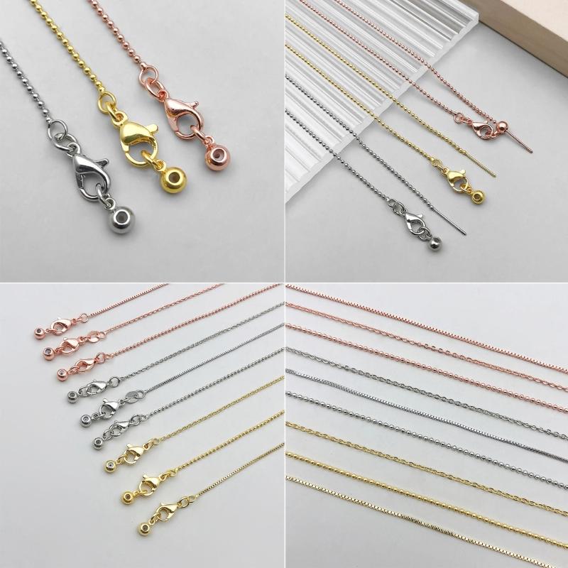 5pcs Adjustable Needle Clasp Beading Necklace Flat O Chain Fashionable Women's Jewelry Making Craft Accessory
