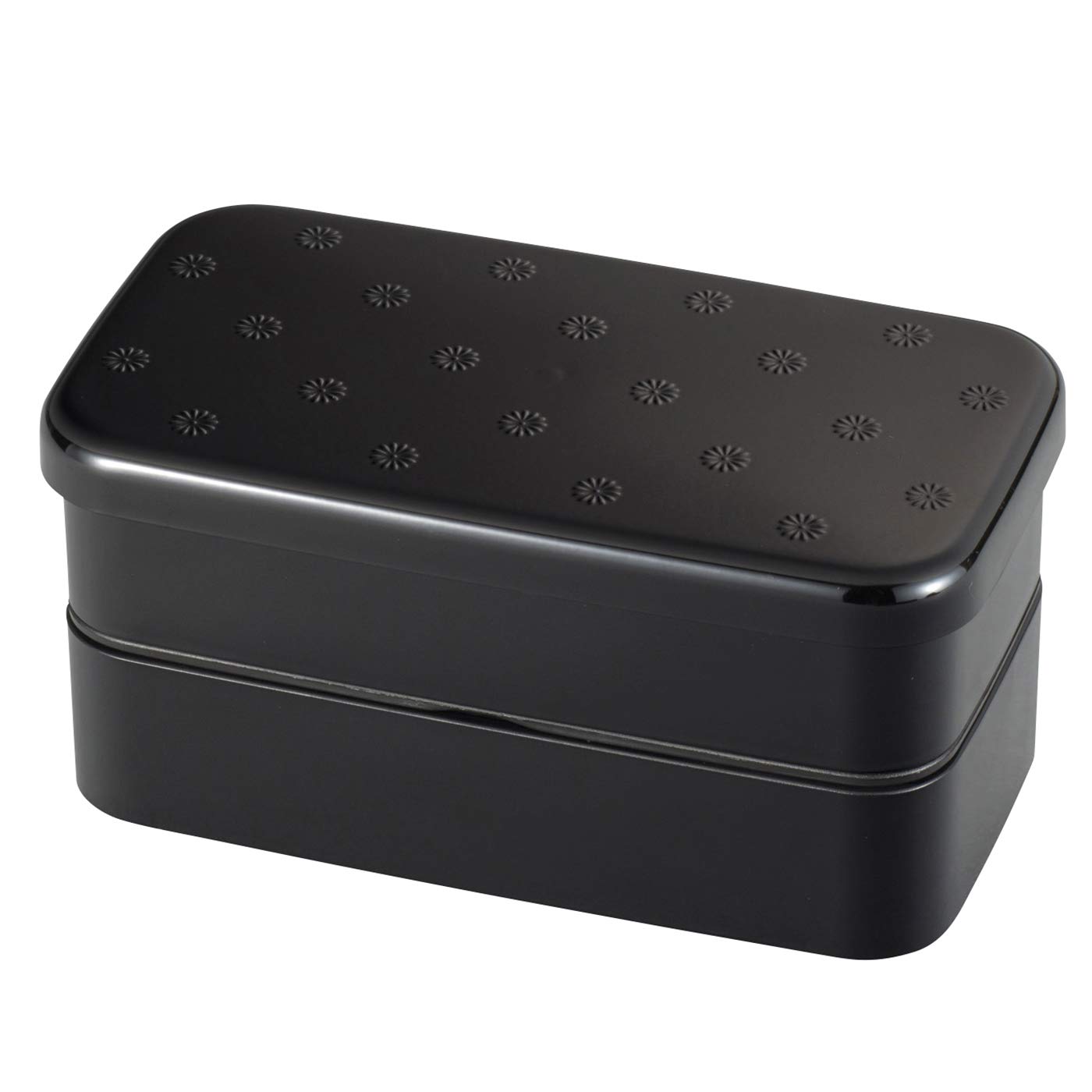 

Miyamoto Sangyo Black Bento Top Bottom Chrysanthemum Clean Coat Box, 250ml, 250ml, Wa-MON Design, Rectangular, Design, чёрный