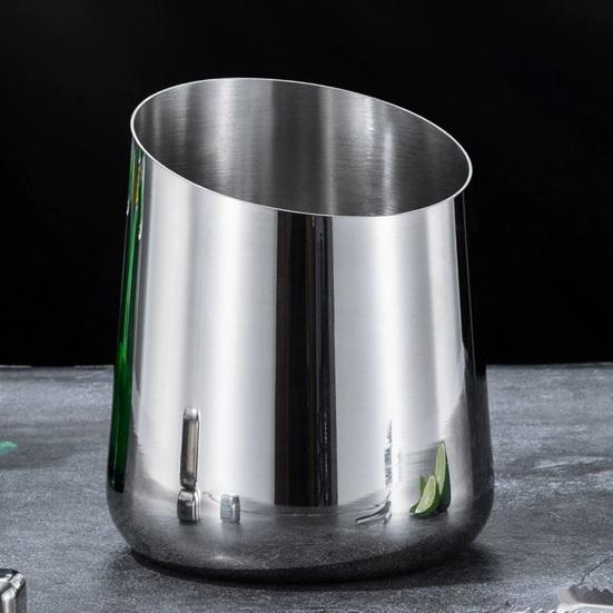 yangyizhi Stainless Steel Ice Bucket, Heavy Duty Champagne Wine Cooler with Slanted Mouth, Thickened Beer Multi-Use Trash Can for Bar KTV
