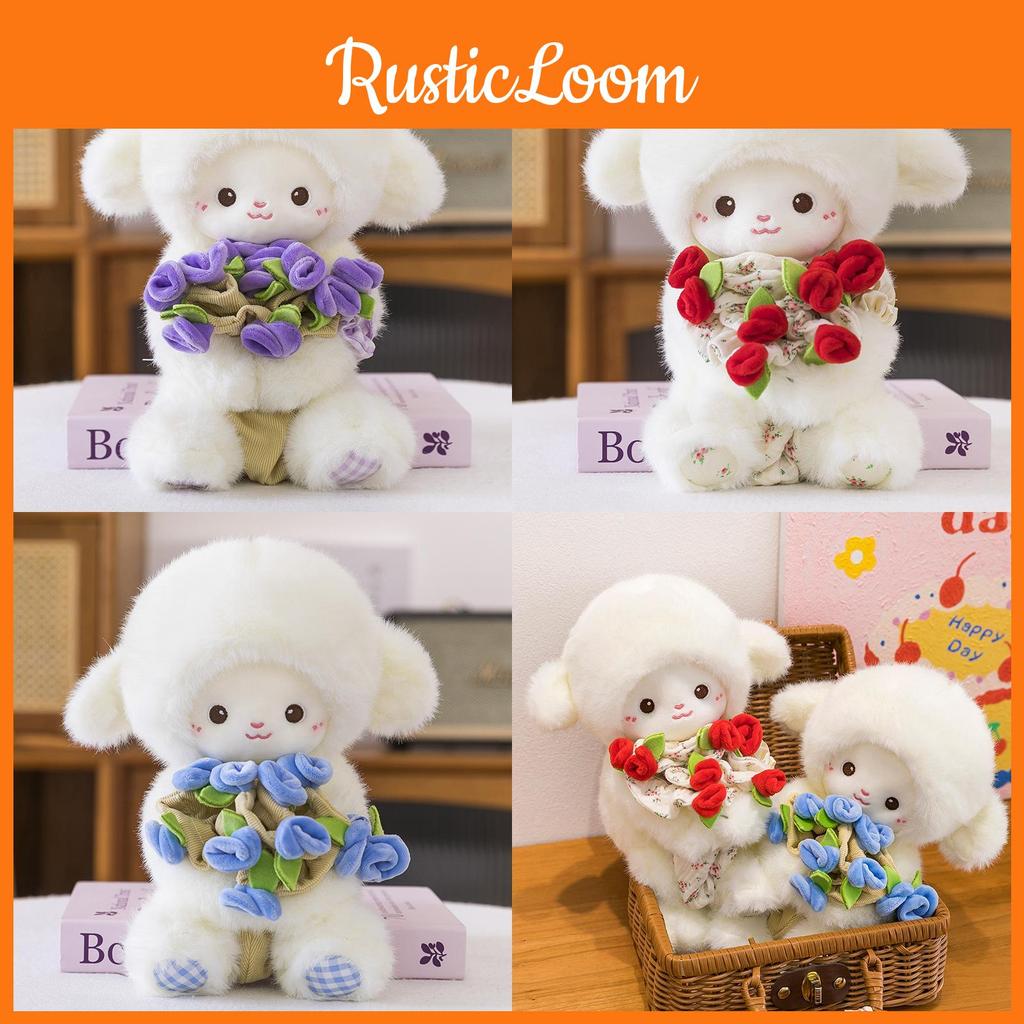Sheep Plush Doll With Magnetic Rose Flower Arrangement For Kids Decor Gifts
