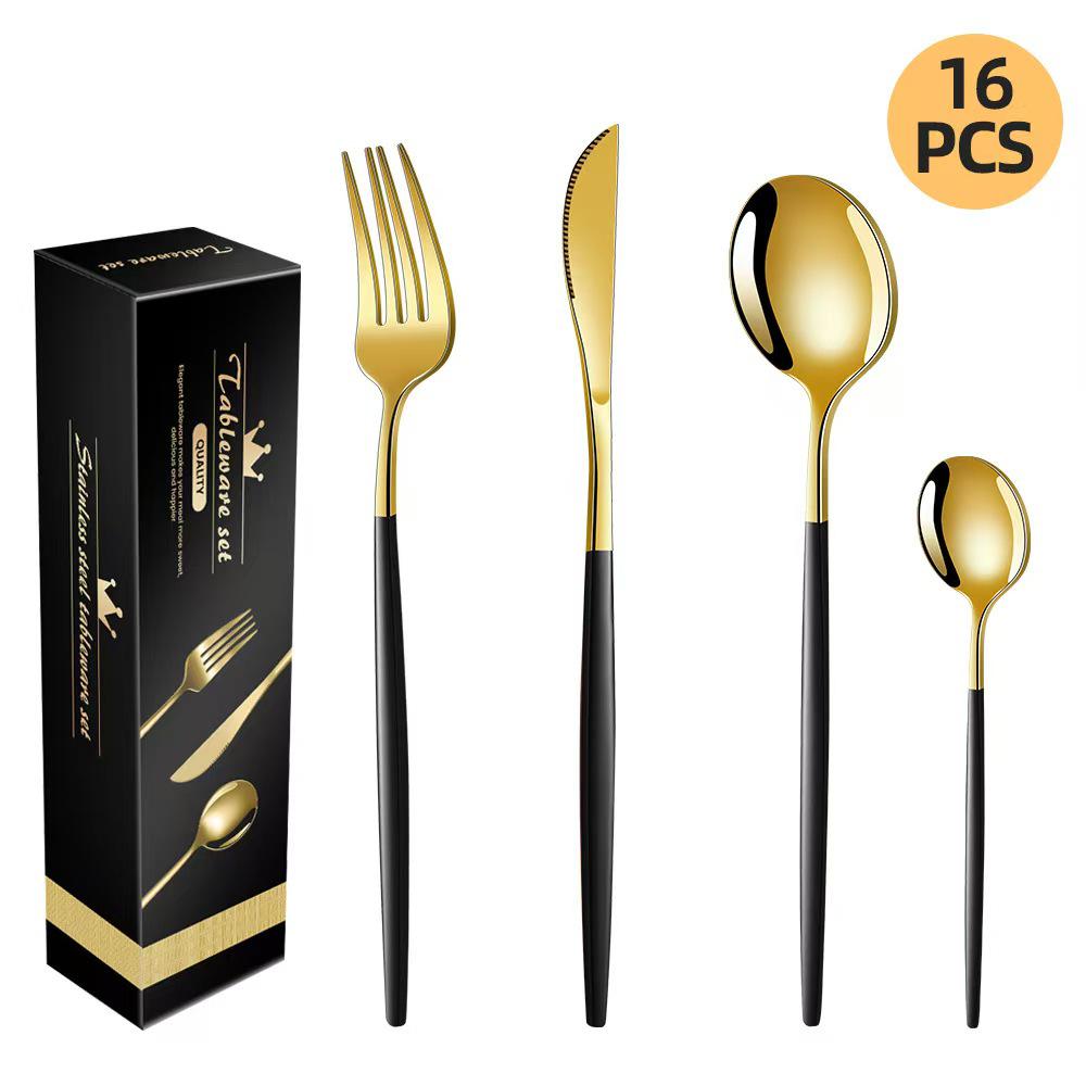 Portugal Stainless Steel 30-Piece Cutlery Set: Western Steak Knife, Fork, Spoon in Gift Box