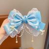 Cute Gilrs Lolita Pink Bow Headpiece Large Lace Bow Pearl Pink Kc Cute Princess Headwear Lolita Hair Clip Hair Accessories
