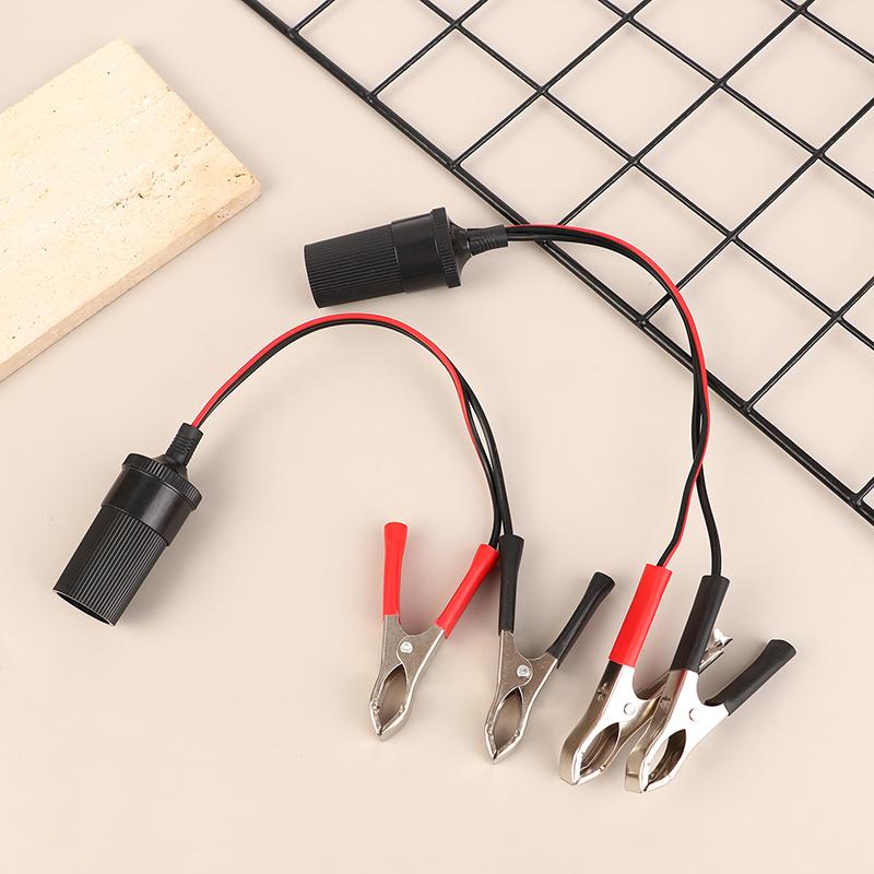 Bateriový adaptér Napájení Zapalovač cigaret v autě Samička na svorku aligátora Prodlužovací konektor na svorku