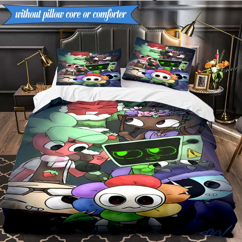 3PCS Cartoon Characters Dandy Collage Bedding Set,Including 1pc Duvet Cover And 2pcs Pillowcases Perfect for Bedroom, Dormitory, Fan Christmas gift