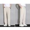 Männer Eis Seide Casual Lange Hosen Elastische Taille Knöpfe Fliegen Taschen Gerade Breites Bein Drapierte Dünne Business-Hose