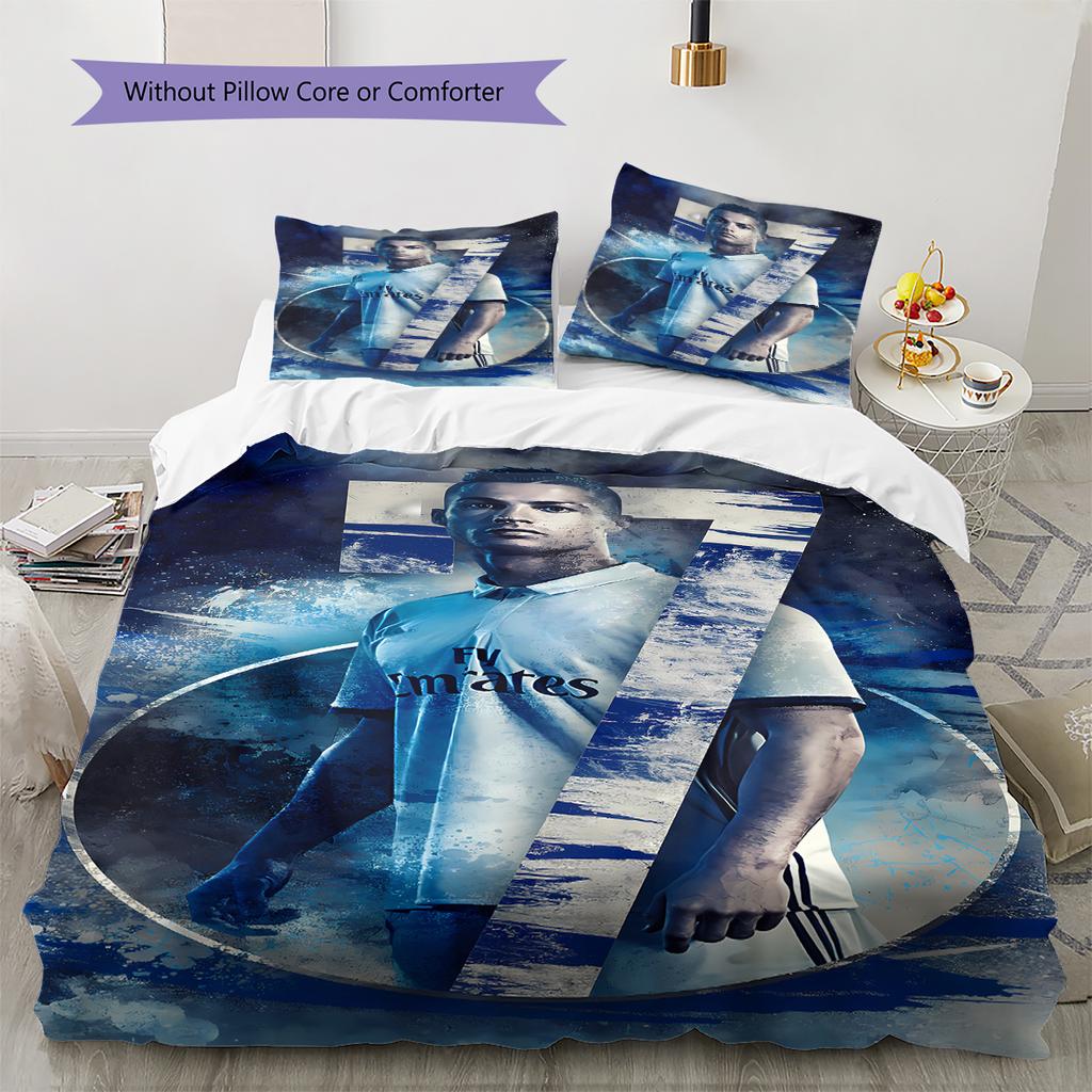 CR7 Pattern Bedding,Quilt Set Quilt Cover Pillowcase Home Birthday Gift (1 * duvet cover + 2 * pillowcase, without core)