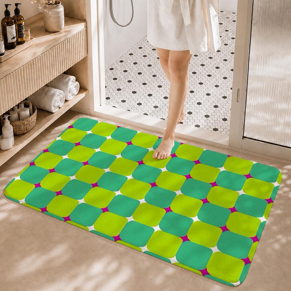 Trendy Art Motif w-wiggle wiggle Floor Mat Non-Slip Absorbent Floor Mat Decorative Rug for Home Bathroom Bedroom Entryway
