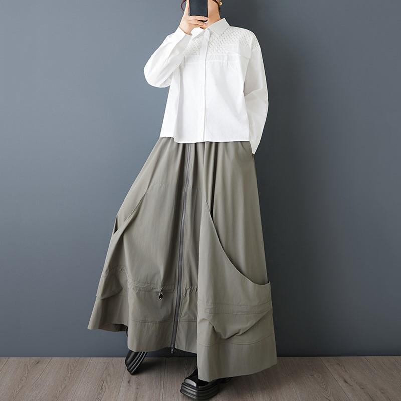 Büyük beden Yüksek bel vintage İlkbahar sonbahar rahat bol uzun kadın etekleri kadın etek