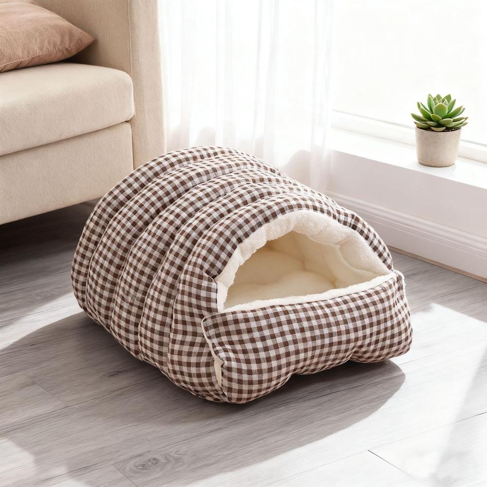 Warmes Winter Katzenbett Plüsch Katzenhaus Gemütliches Halbversiegeltes Haustierbett für Kaninchen Katzen