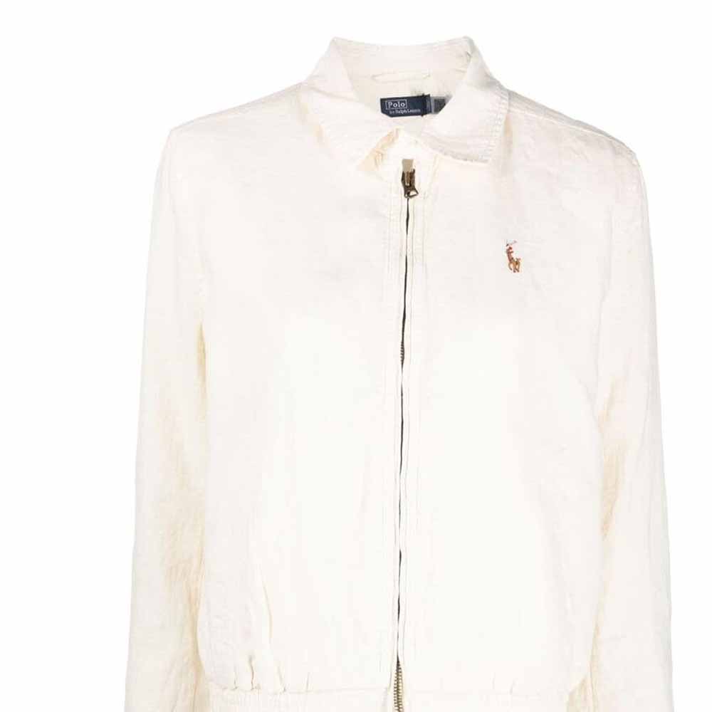 Polo Ralph Lauren Solid Color Logo Embroidered Polo Collar Double Zipper Long Sleeve Jacket Women Jackets Light-White 211938915-007