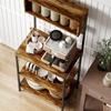 Kitchen Storage Rack Bakers Rack With Power Outlet Usb Charger Rustic Brown