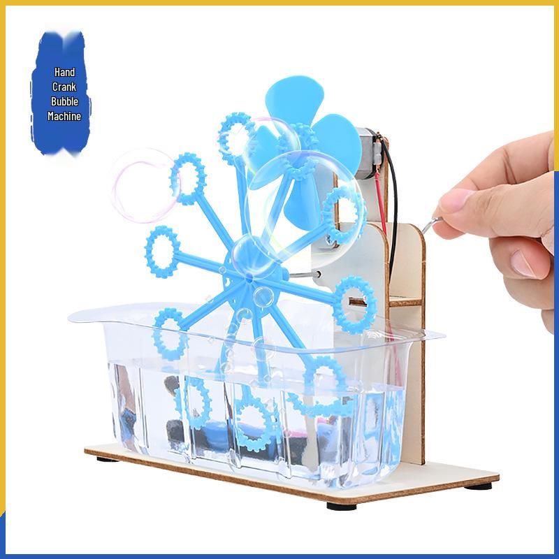 DIY Hand-Crank Bubble Machine Kit for Kids: Science & Craft Inventions for Toddlers and Students