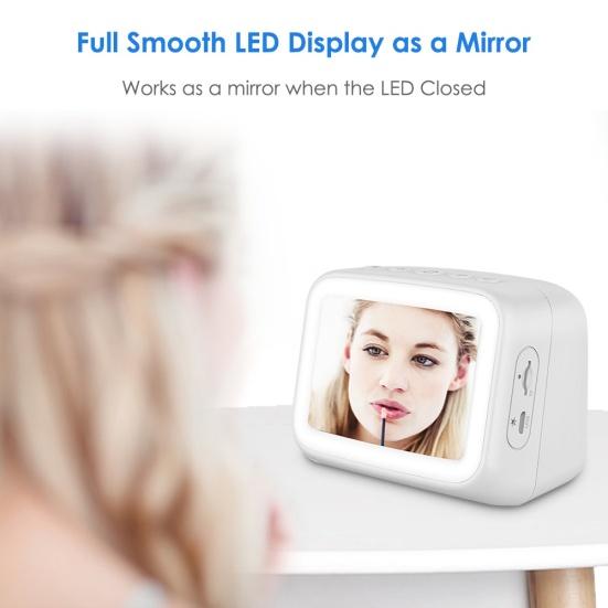 

Беспроводной Bluetooth-совместимый 5.0 светодиодный зеркальный дисплей будильник FM-радио TF музыкальный плеер