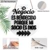 2D Flach 1 Stück Vintage Geschäftsschild Hängende Aluminium Dekoration Plakette, Schild mit Schriftzug "Negocio Es Bendecido Porque Mi Socio Es Dios", Büro Dekoration