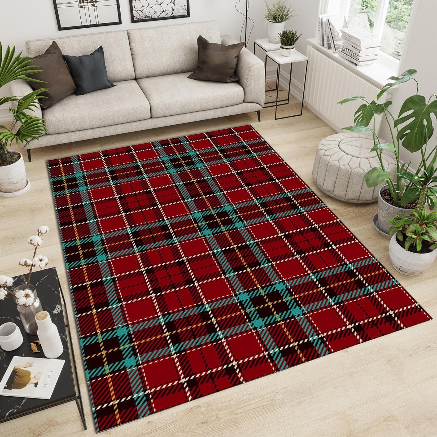 

Crystal White Snowflakes Carpet Christmas Red Indoor Non-Slip Kids Rug Machine Washable Carpet Durable Mat for Living Room Decor 40x60cm