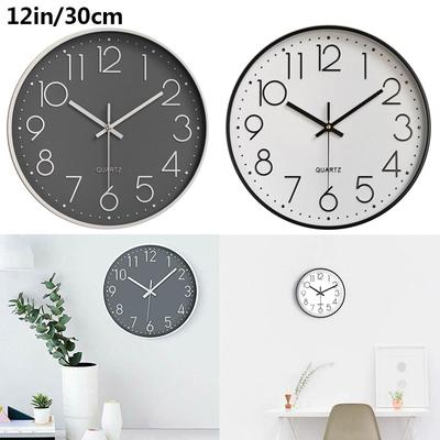 12in Silent Non-Ticking Wall Clock Decorative for Kitchen Office School Home