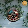 Patriotic Veterans Round Metal Sign American Flag Navy Design Wall Decor