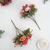 Multicolor Rose Artificial Flowers Green leaves Silk Petals Faux Daisy Flower Scene Landscaping Bridal Bouquet Decorative Flower