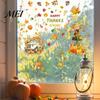 Thanksgiving Party Decor 4 Sheets Autumn Harvest Static Window Stickers, Maple Leaves Pumpkins Scarecrow Pickup Truck Decorative PVC Film Decals,