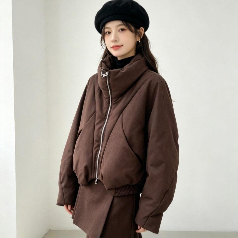 Hollow yarn white duck down winter wear new fashionable bud down jacket women's design short coat