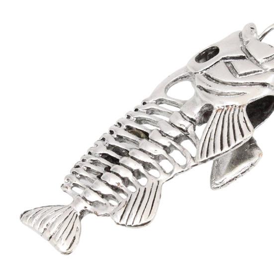 Fish Bone Necklace, Punk Street Style Hollow Fish Skeleton Pendant Design, Durable Alloy Chain for Women And Girls